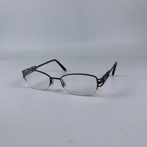 ELLE EL18779 Women Eyeglasses‎ Frame Brown Metal Half Rimless 50-18-135 mm
